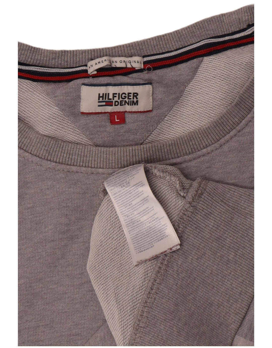 Мужской свитшот с рисунком Tommy Hilfiger, большой серый хлопковый джемпер