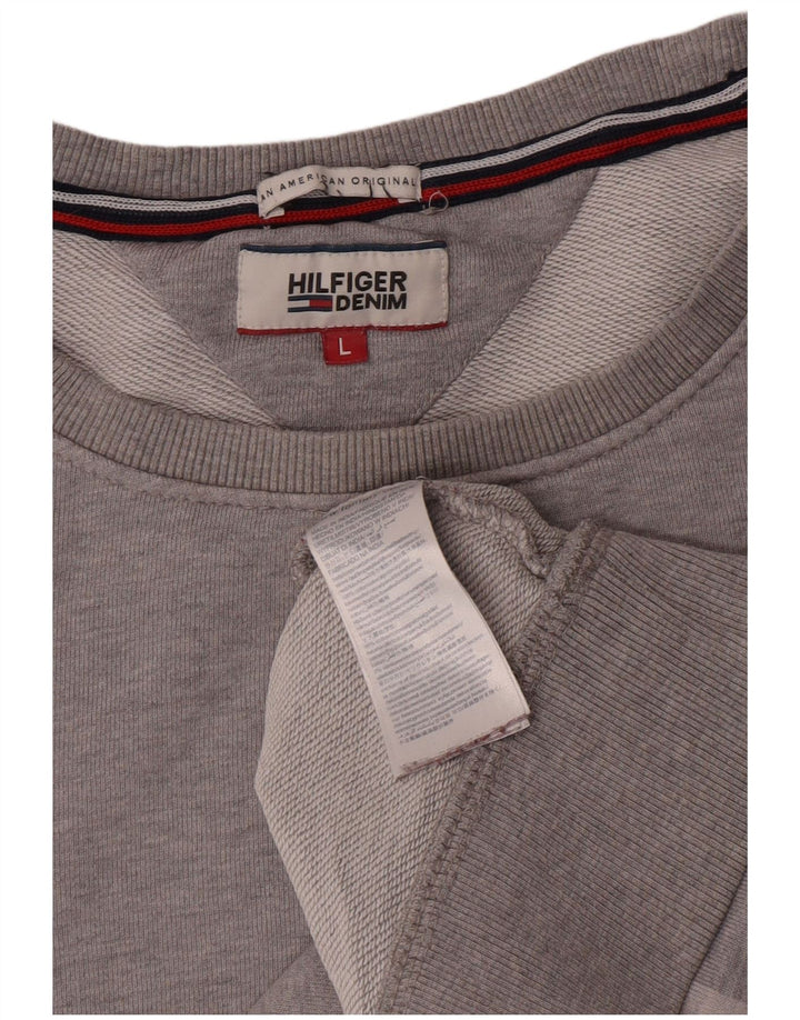 Мужской свитшот с рисунком Tommy Hilfiger, большой серый хлопковый джемпер