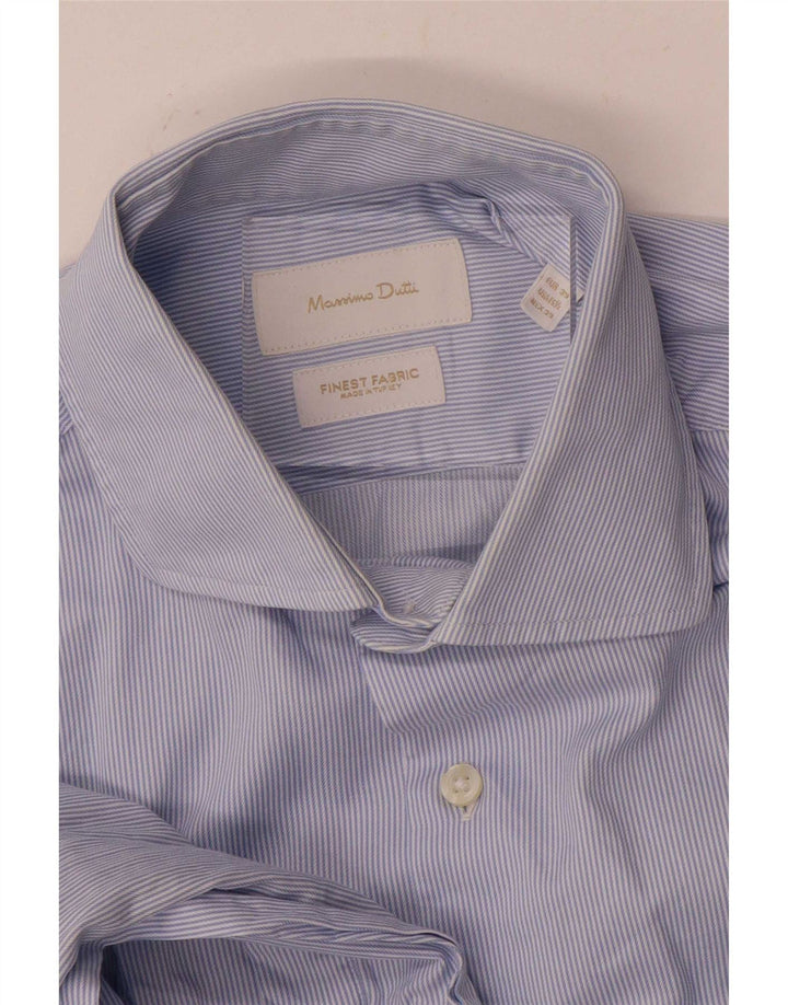 Мужская рубашка Massimo Dutti, размер 39 15 1/2, синяя в тонкую полоску, средняя