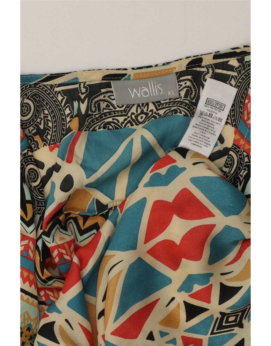 WALLIS Womens Asymmetric Cardigan Top UK 18 XL Multicoloured Geometric