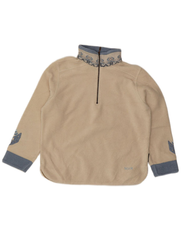 Женский флисовый джемпер POLARTEC с воротником на молнии UK 16, большой белый полиэстер