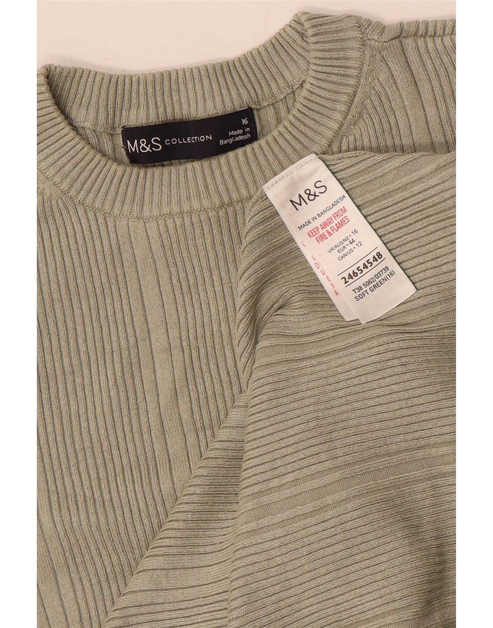 Женский топ Marks & Spencer с длинным рукавом UK 16, большой размер, цвет хаки, вискоза