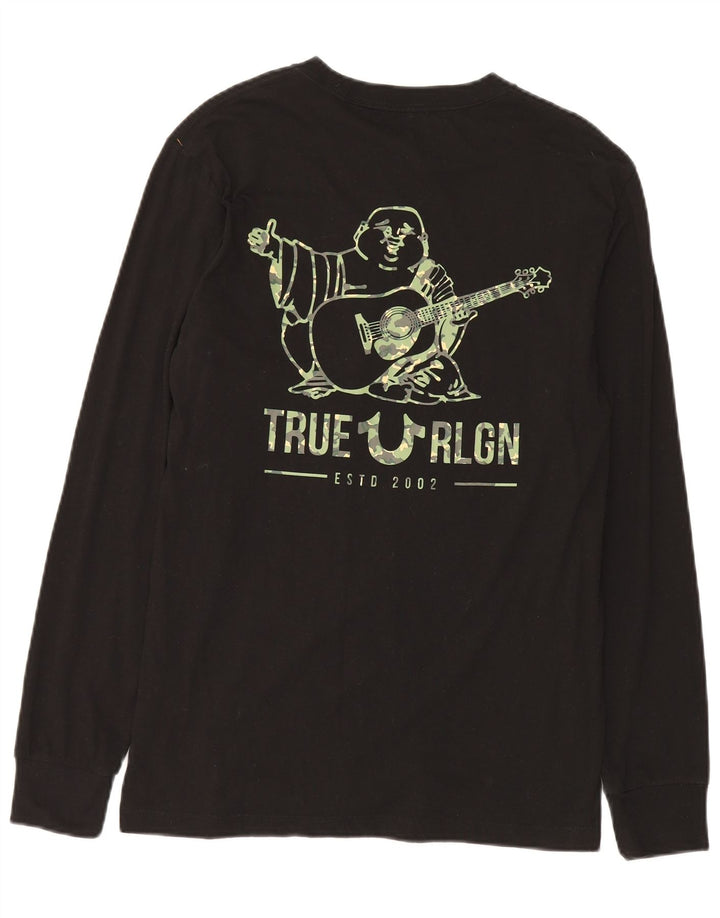 Мужской топ с рисунком True Religion, маленький черный хлопок с длинными рукавами