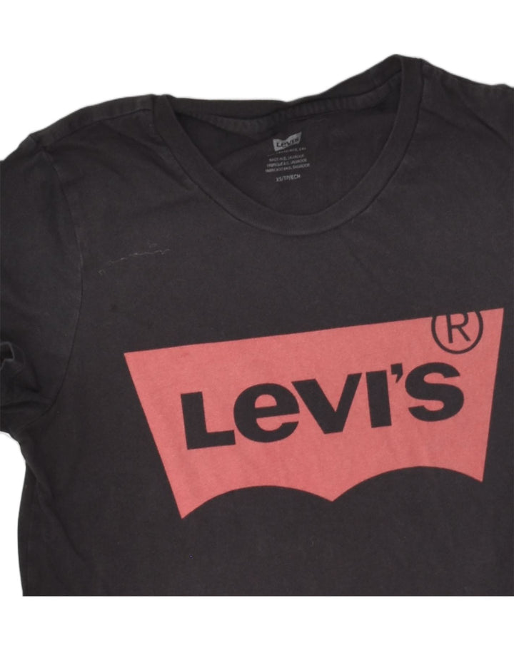 LEVI'S Womens Graphic T-Shirt Top UK 6 XS Black Cotton | Vintage Levi's | Thrift | Second-Hand Levi's | Used Clothing | Messina Hembry 