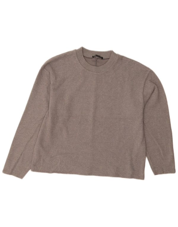 Женский укороченный джемпер с круглым вырезом Zara UK 14, средний серый цвет
