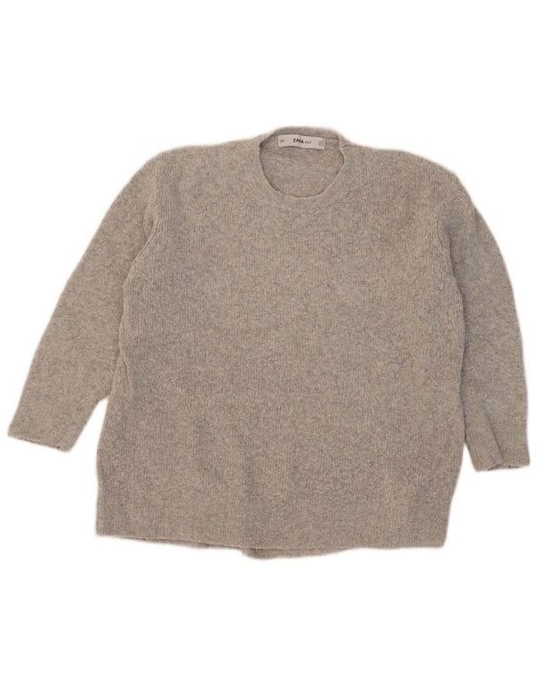 Женский свободный джемпер с круглым вырезом с рукавом 3/4 Zara UK 10, маленький серый цвет