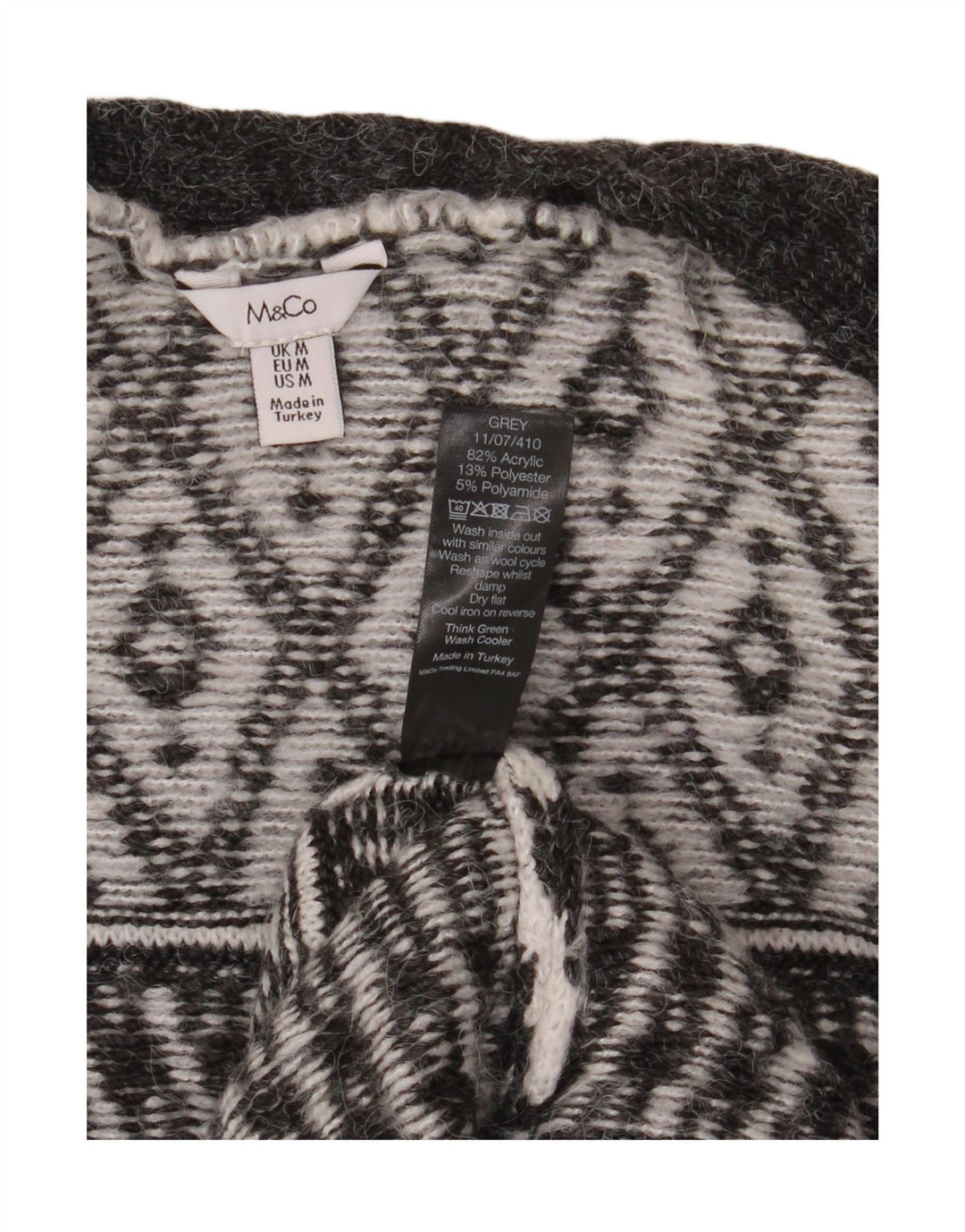 Женский открытый кардиган M&CO, Великобритания 14, средний серый аргайл/бриллиантовый акрил