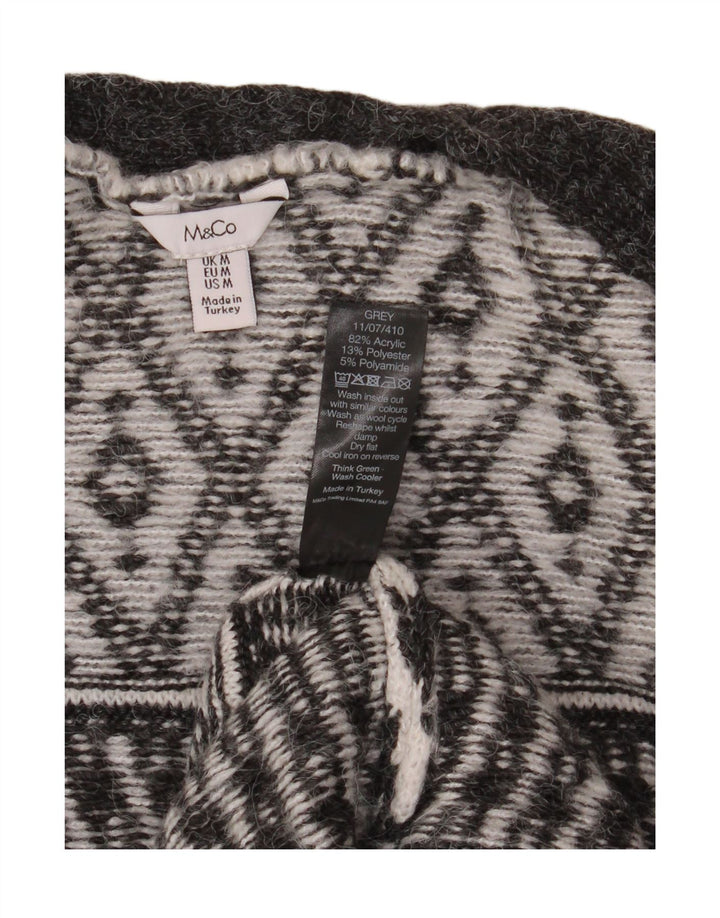 Женский открытый кардиган M&CO, Великобритания 14, средний серый аргайл/бриллиантовый акрил