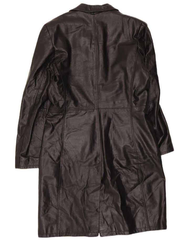 Винтажное женское кожаное пальто UK 18 XL, черное кожаное