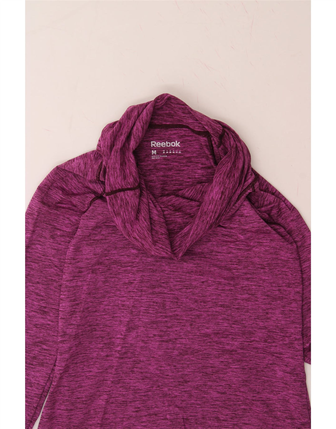 REEBOK Womens Roll Neck Sweatshirt Jumper UK 12 Medium Pink Flecked Vintage Reebok and Second-Hand Reebok from Messina Hembry 