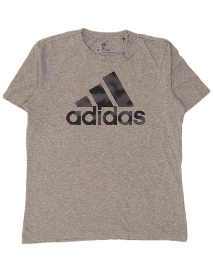 Мужская футболка ADIDAS с рисунком, хлопковый топ среднего серого цвета с крапинками