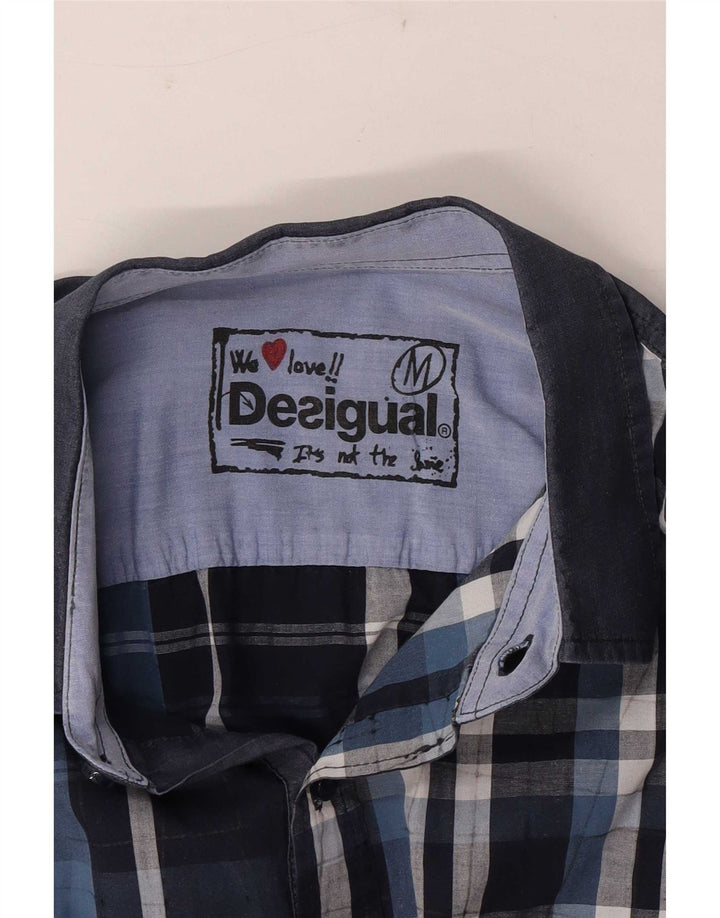 Мужская рубашка Desigual среднего размера, темно-синяя клетка, хлопок