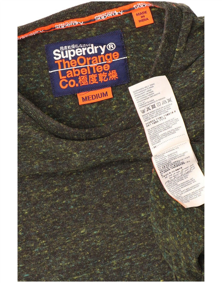 Мужская футболка Superdry Top среднего размера, хаки, крапинка, хлопок