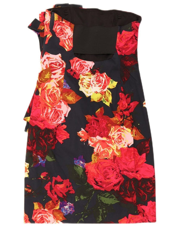 TED BAKER Womens Strapless Dress Size 1 XS Navy Blue Floral Cotton