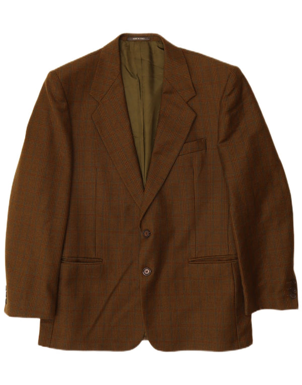 ВИНТАЖНЫЙ мужской пиджак на 2 пуговицах, Великобритания 38, средний коричневый с узором «гусиные лапки»