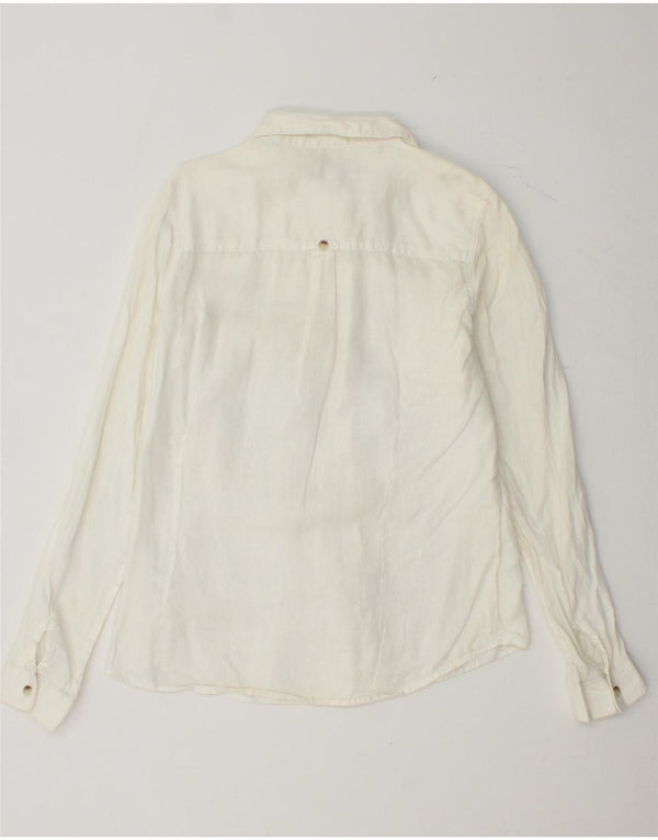 Женская рубашка FAT FACE UK 14, льняная, среднего размера, белого цвета