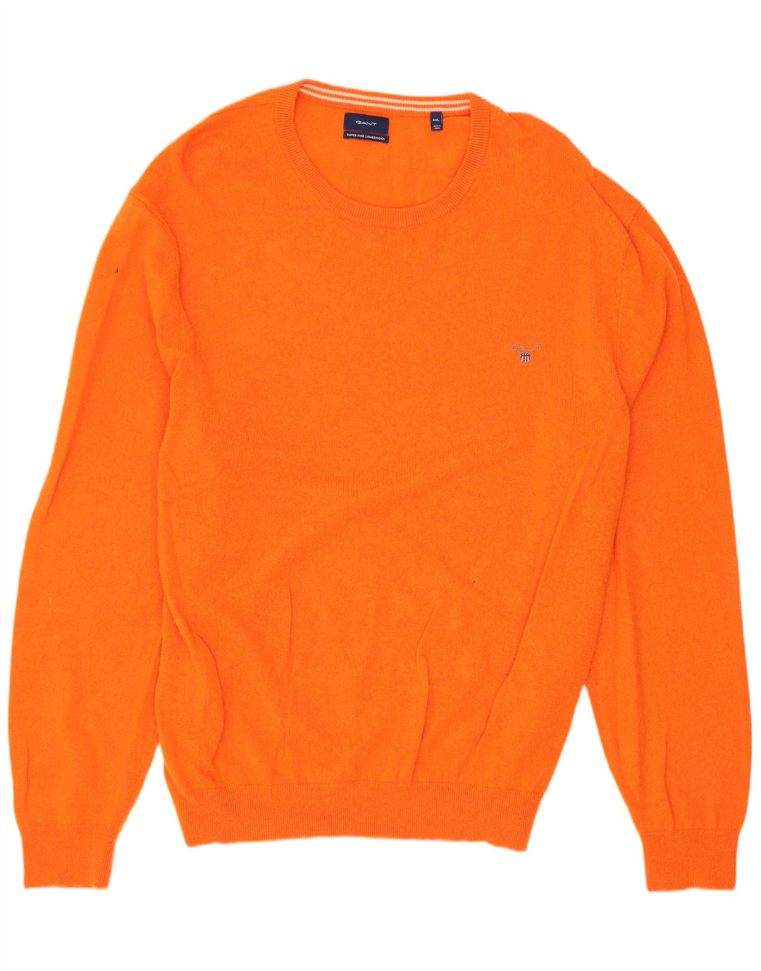 Мужской свитер Gant с круглым вырезом 4XL оранжевый из овечьей шерсти