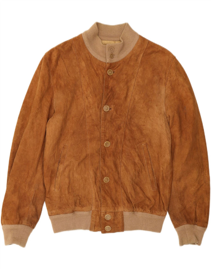 Мужской замшевый бомбер VINTAGE UK 36 маленький бежевый