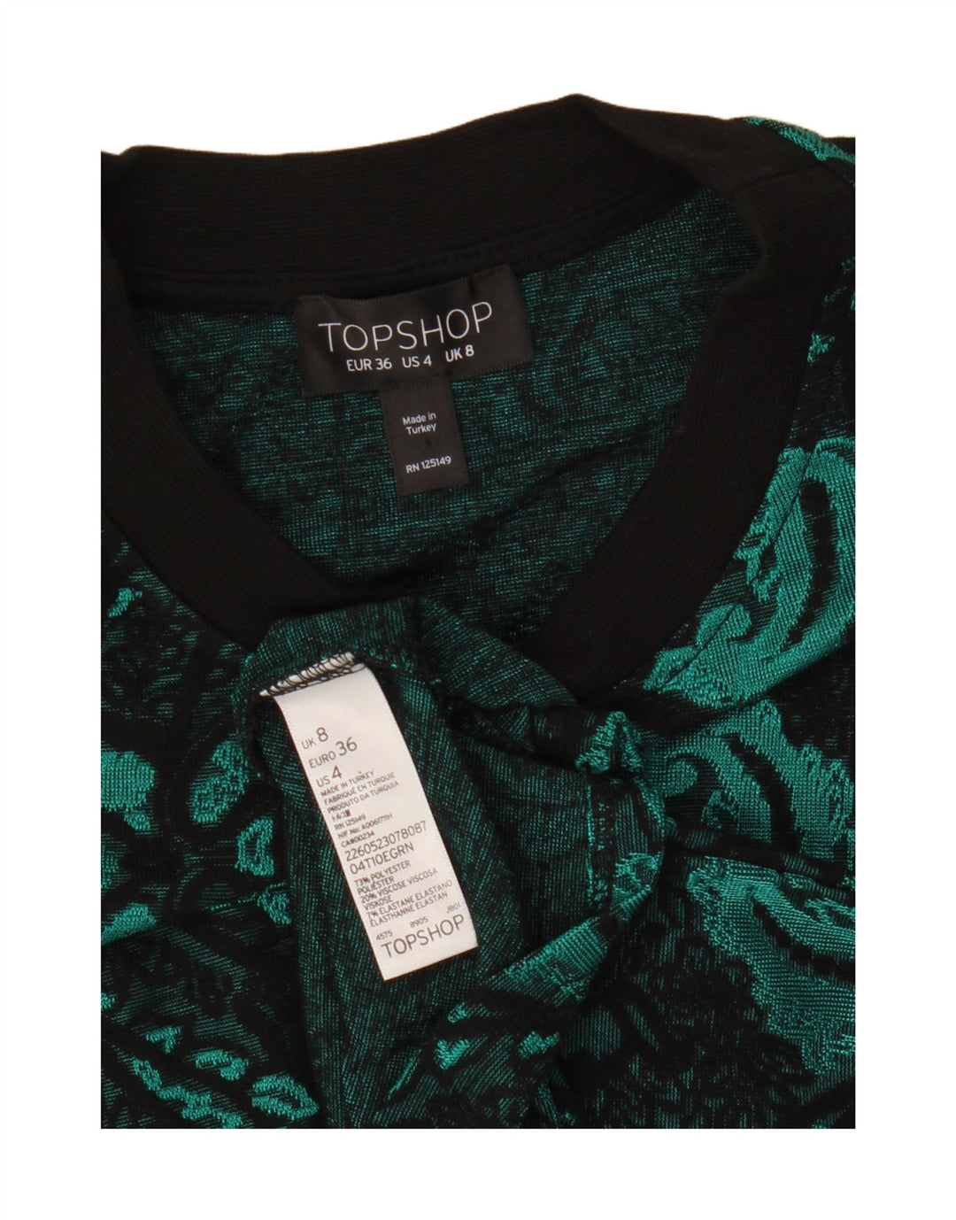 Женская укороченная блузка Topshop UK 8, маленький зеленый полиэстер с узором пейсли
