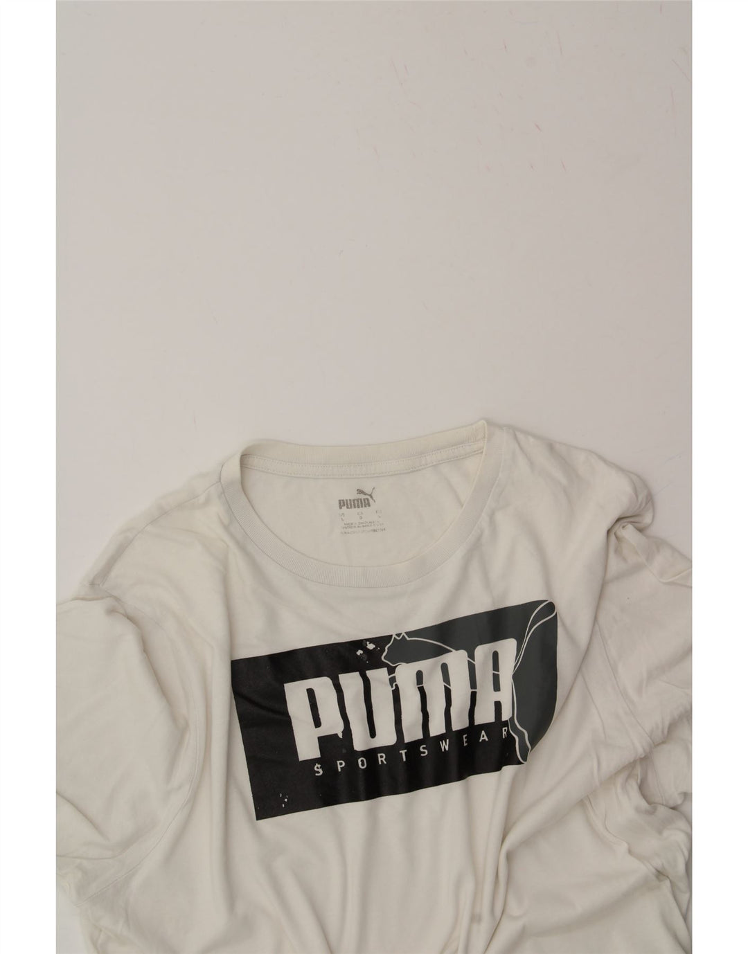 PUMA Mens Graphic T-Shirt Top Large White Vintage Puma and Second-Hand Puma from Messina Hembry 