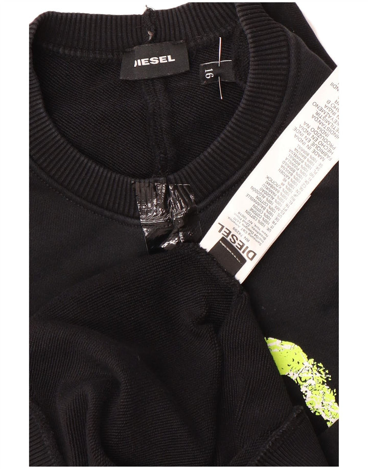 Джемпер с рисунком Diesel для мальчиков 15-16 лет, черный хлопок