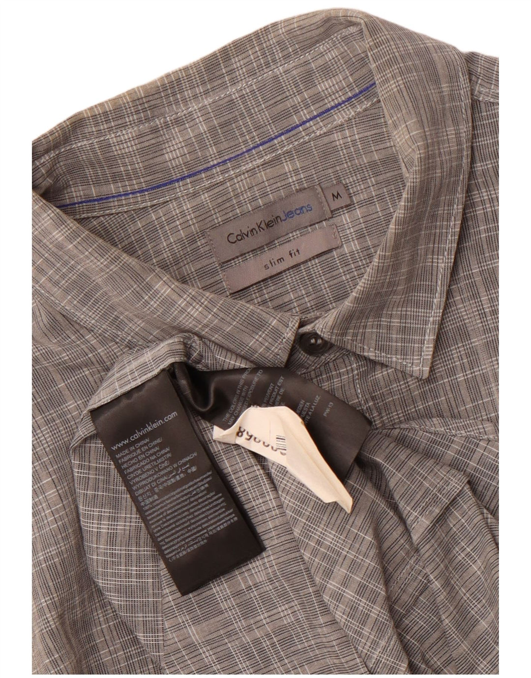 Calvin Klein Jeans Мужская рубашка приталенного кроя из хлопка среднего серого цвета с крапинками