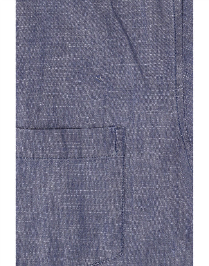 Винтажная мужская рубашка из хлопка среднего синего цвета