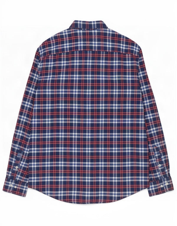 Tommy Hilfiger Мужская рубашка New York Fit XL Темно-синяя клетчатая хлопковая рубашка