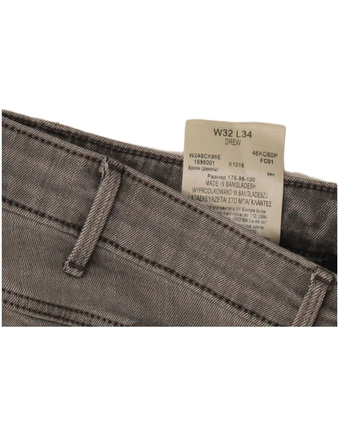 Женские прямые джинсы Wrangler Drew W32 L34, серый хлопок