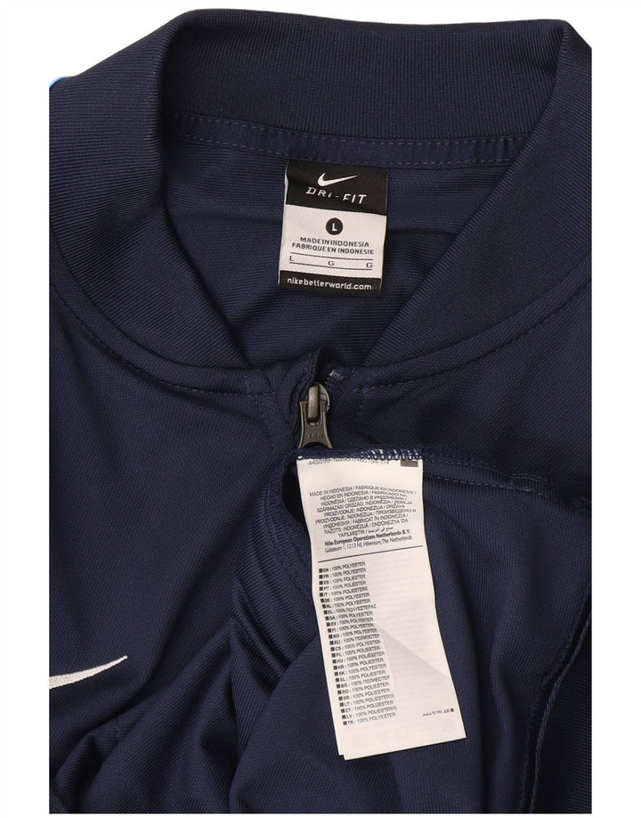 Мужская спортивная куртка Nike Dri Fit, большая темно-синяя с цветными блоками