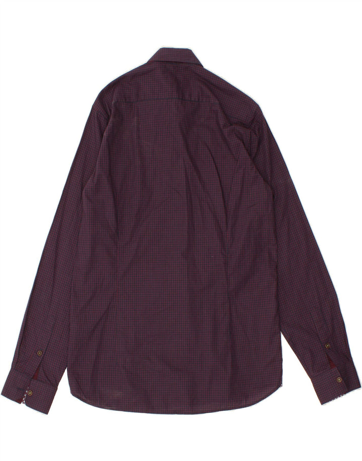 TED BAKER Mens London Shirt Size 3 Medium Purple Check Vintage Ted Baker and Second-Hand Ted Baker from Messina Hembry 