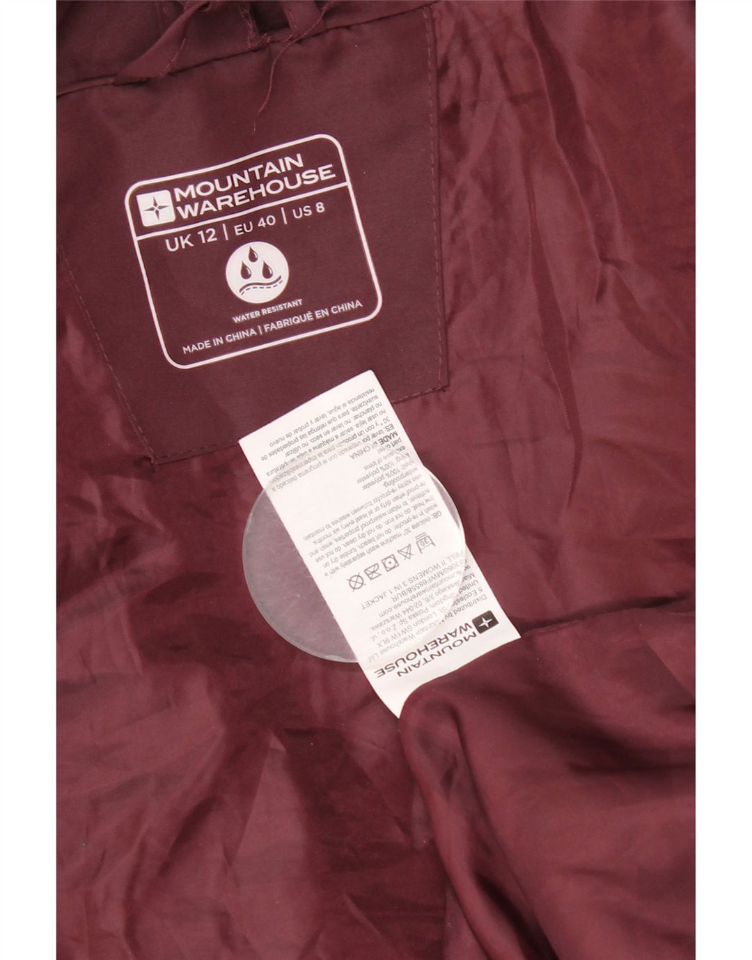 Женская дождевик с капюшоном Mountain Warehouse UK 12, средний бордовый цвет