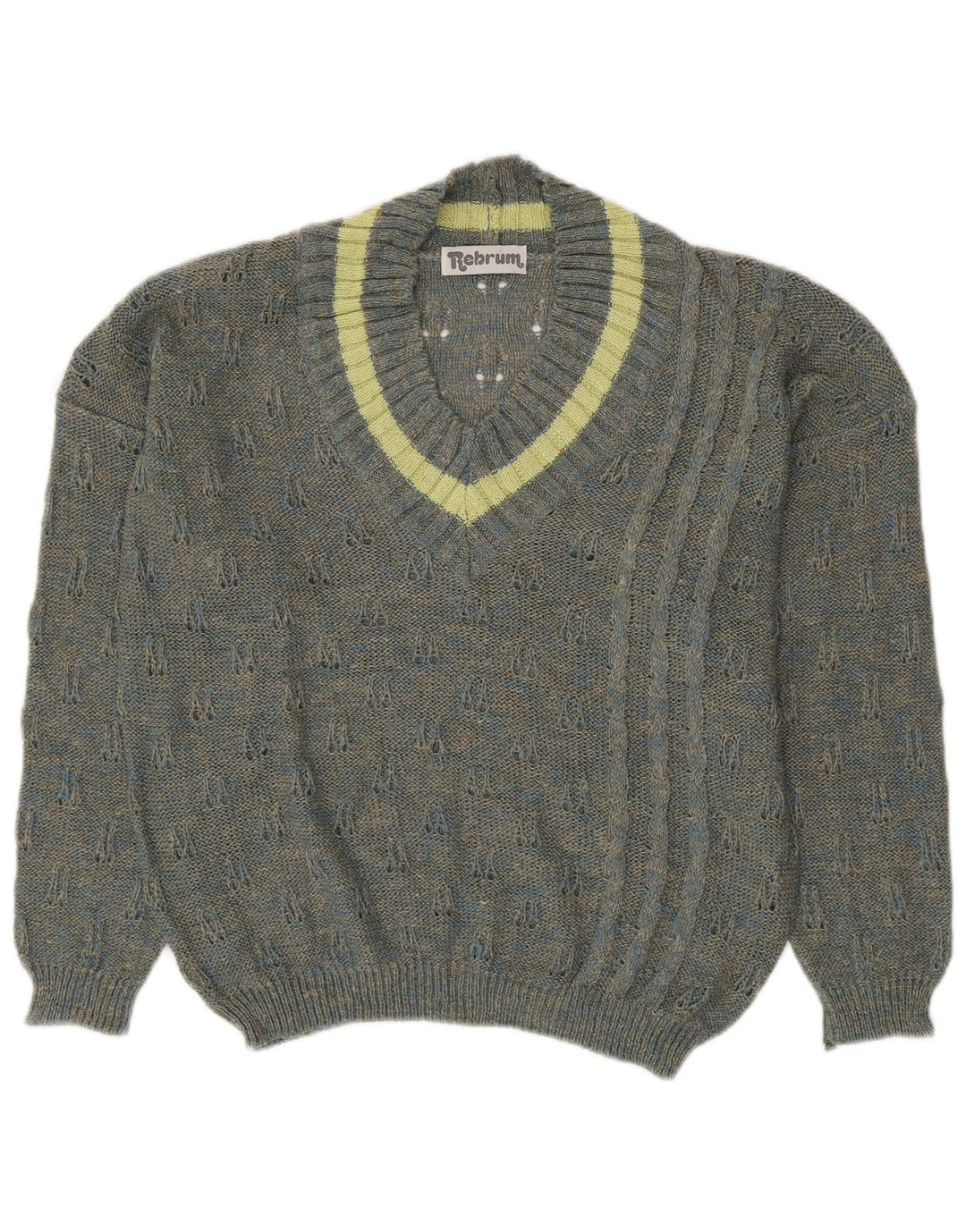 ВИНТАЖНЫЙ женский джемпер с v-образным вырезом, Великобритания, 18 XL, серый