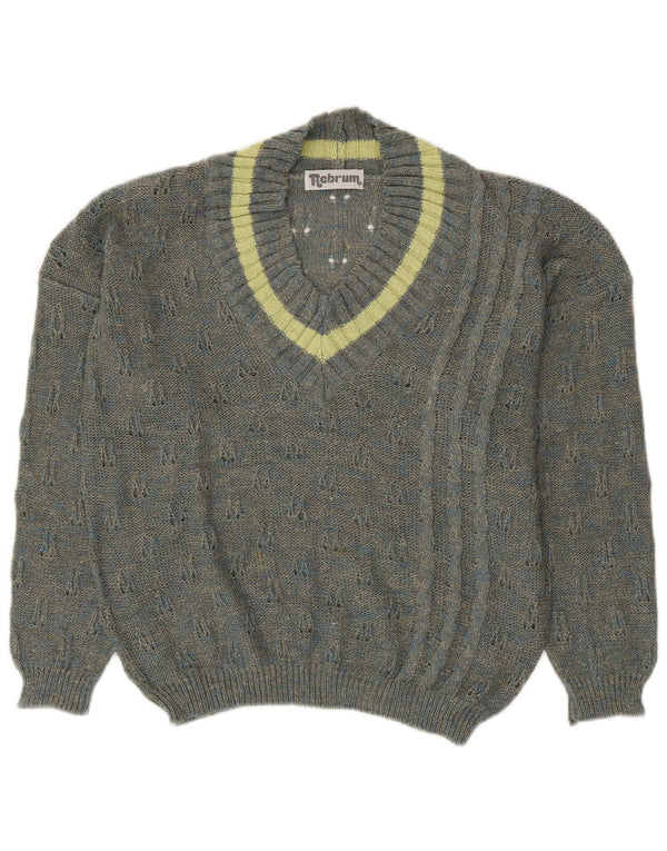 ВИНТАЖНЫЙ женский джемпер с v-образным вырезом, Великобритания, 18 XL, серый