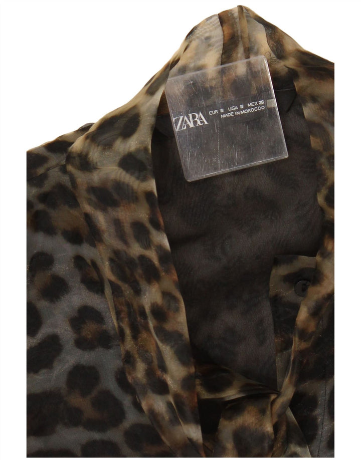 Женская блузка Zara Top UK 10, маленький коричневый с животным принтом