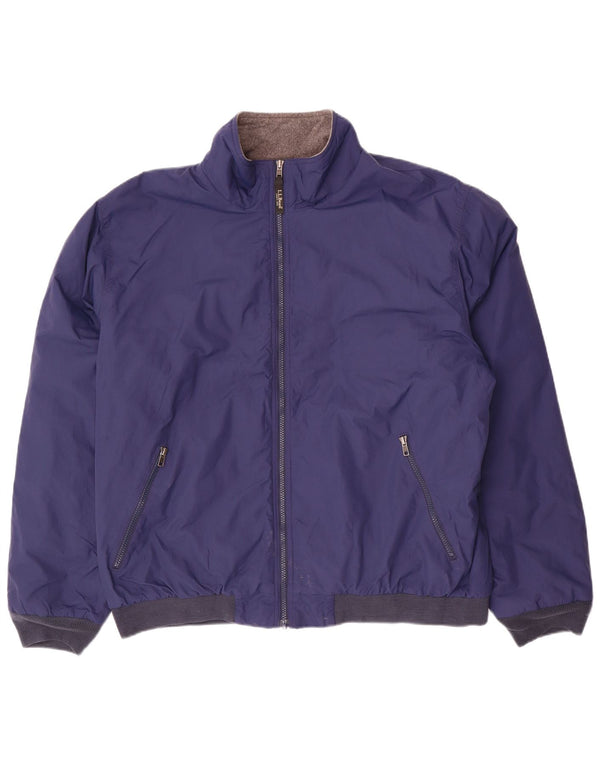 L.L.BEAN Mens Bomber Jacket UK 44 2XL Navy Blue Colourblock Nylon