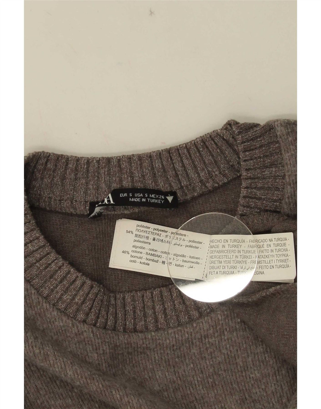 Женский свободный джемпер с круглым вырезом Zara UK 10, маленький серый полиэстер