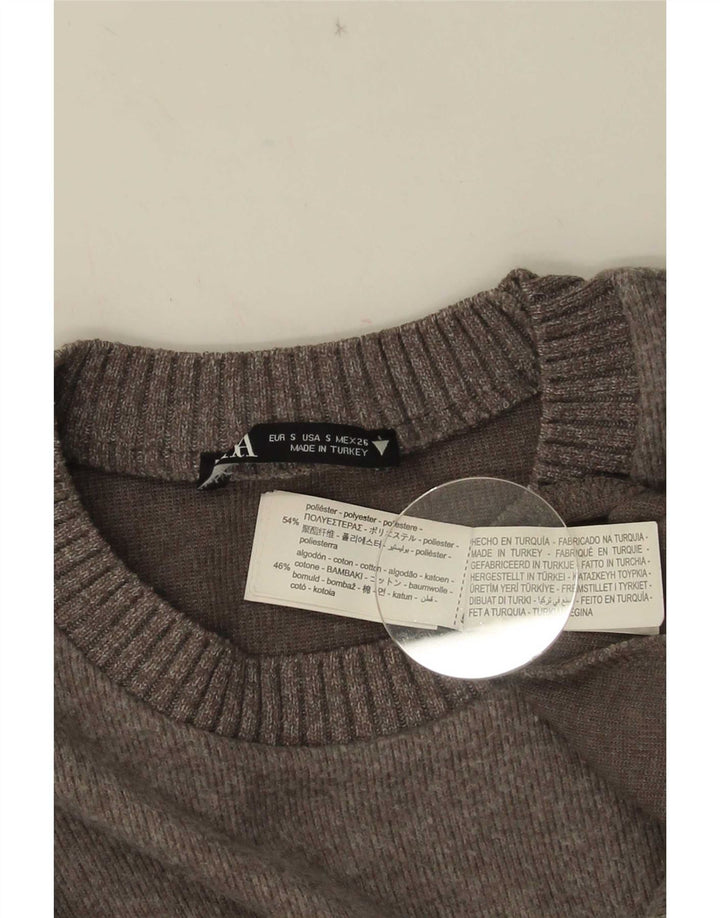 Женский свободный джемпер с круглым вырезом Zara UK 10, маленький серый полиэстер