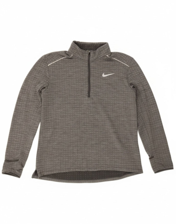 Мужской пуловер с воротником на молнии Nike, большой серый полиэстер с крапинками