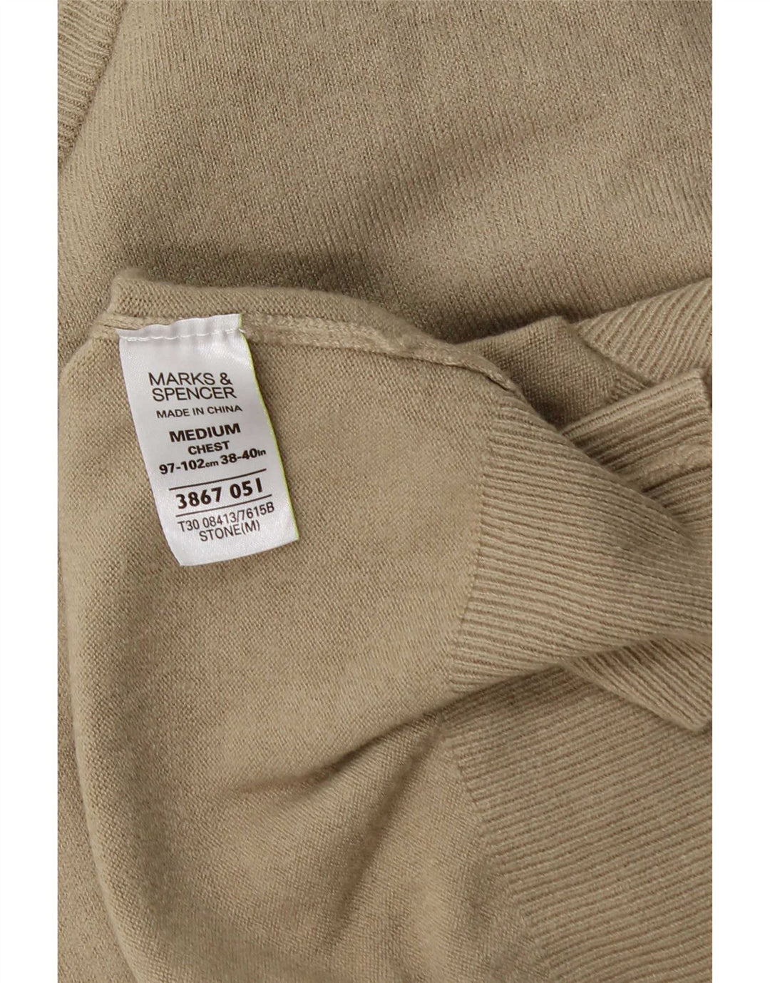 Мужской джемпер с v-образным вырезом Marks & Spencer Blue Harbour, средний бежевый
