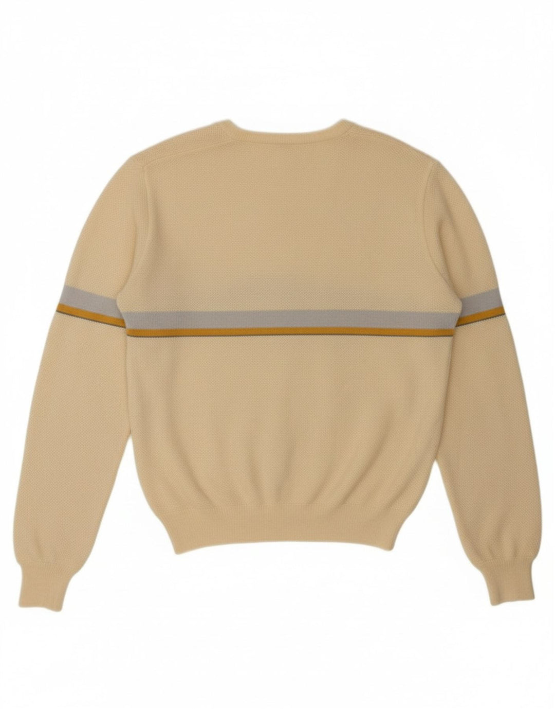 VINTAGE Womens V-Neck Jumper Sweater UK 12 Medium Beige Wool