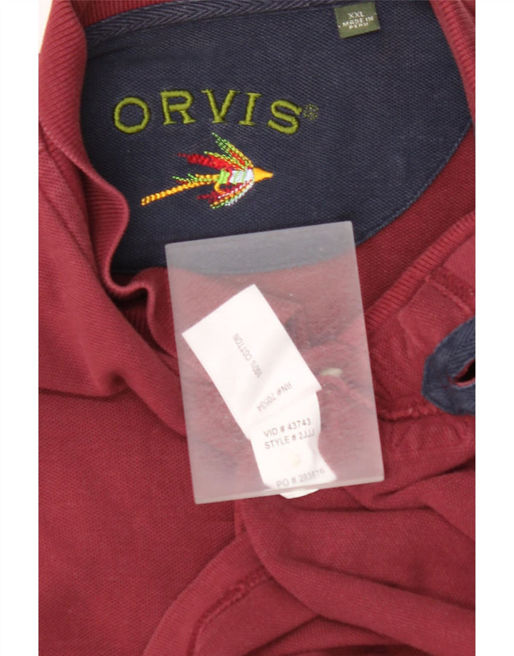 ORVIS Мужская рубашка поло с длинным рукавом 2XL бордовый хлопок