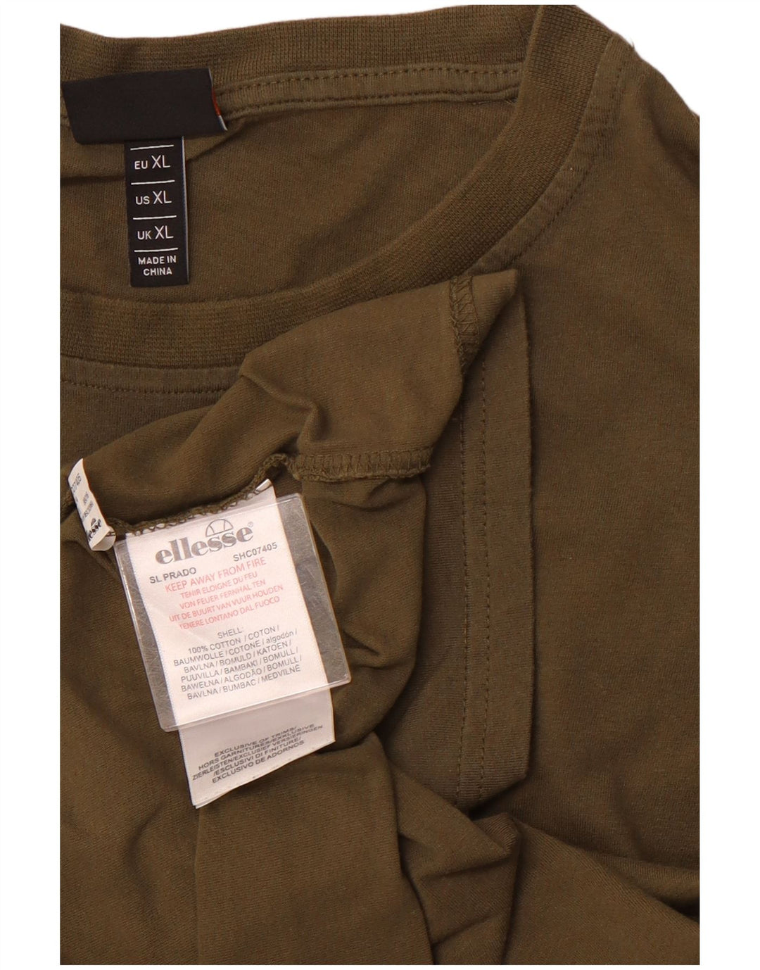 ELLESSE Мужская футболка с рисунком Топ XL Хаки Хлопок