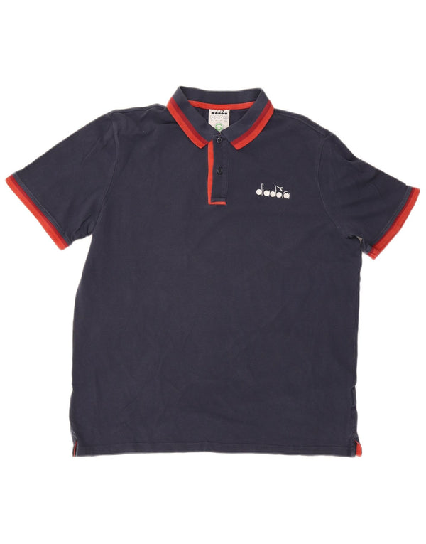 Diadora Mens Polo Shirt XL Navy Blue Striped