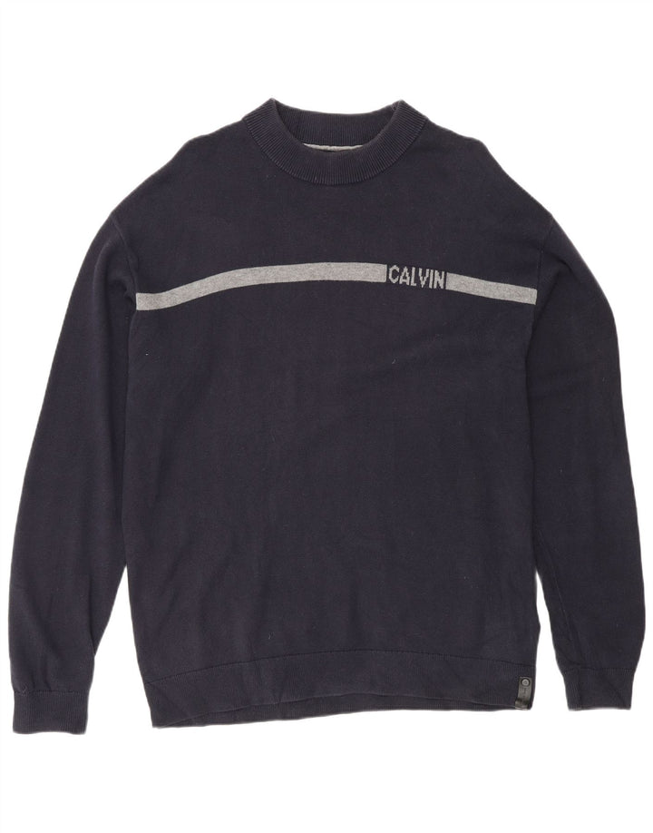 Мужской джемпер с круглым вырезом Calvin Klein Jeans, маленький темно-синий