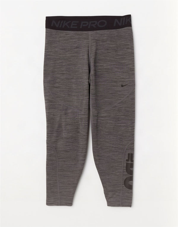 Женские укороченные леггинсы с рисунком Nike Dri Fit UK 14, большие серые цвета с цветными блоками