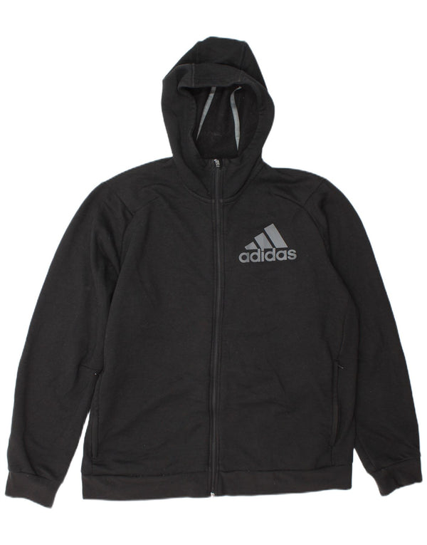 Мужской свитер с капюшоном Adidas на молнии с графическим рисунком XL, серый полиэстер