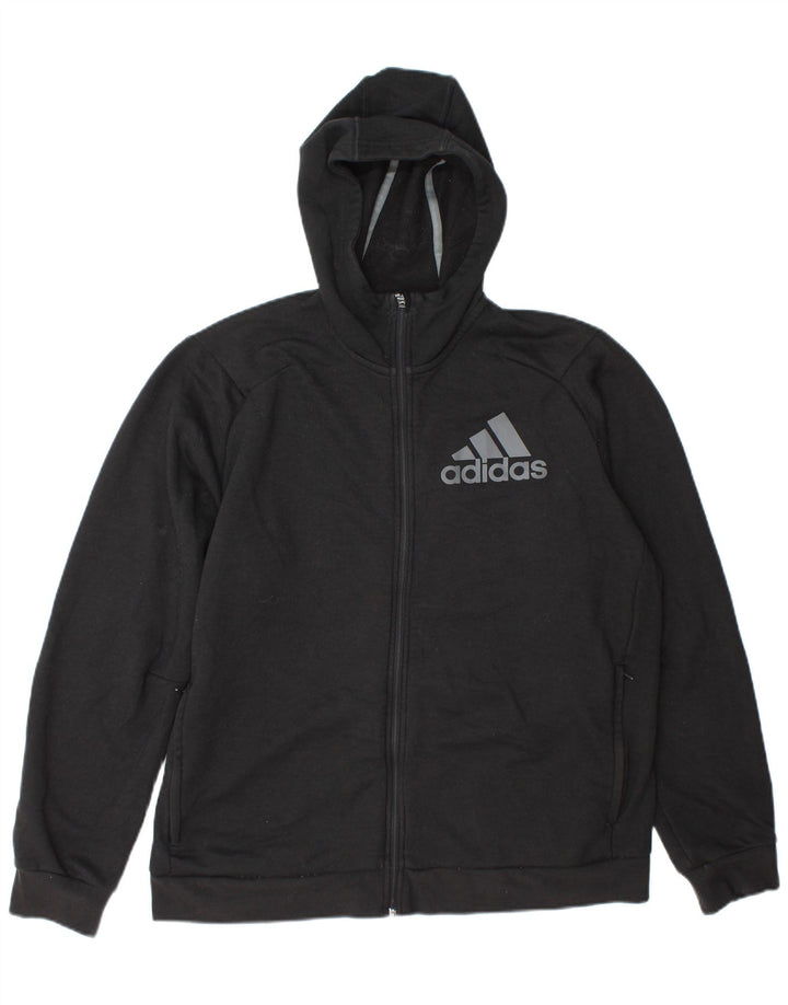 Мужской свитер с капюшоном Adidas на молнии с графическим рисунком XL, серый полиэстер