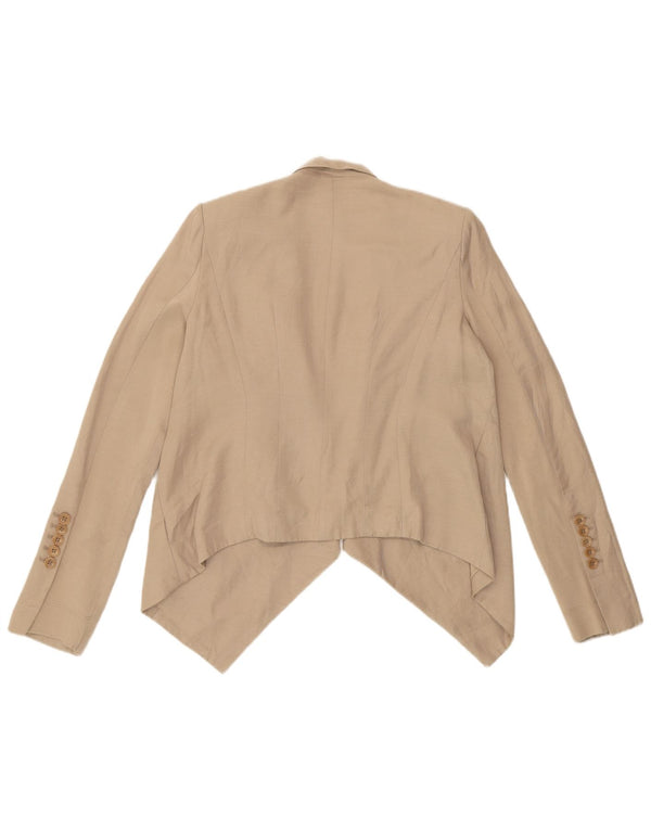 BCBGMAXAZRIA Женский асимметричный открытый пиджак UK 6 XS Бежевый вискоза
