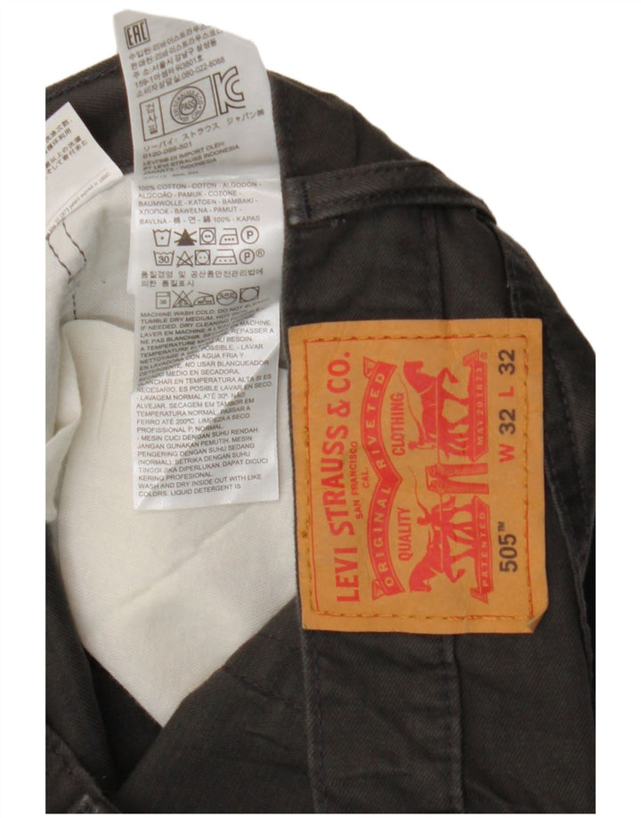 Мужские прямые повседневные брюки LEVI'S 505 W32 L32 серые, хлопок